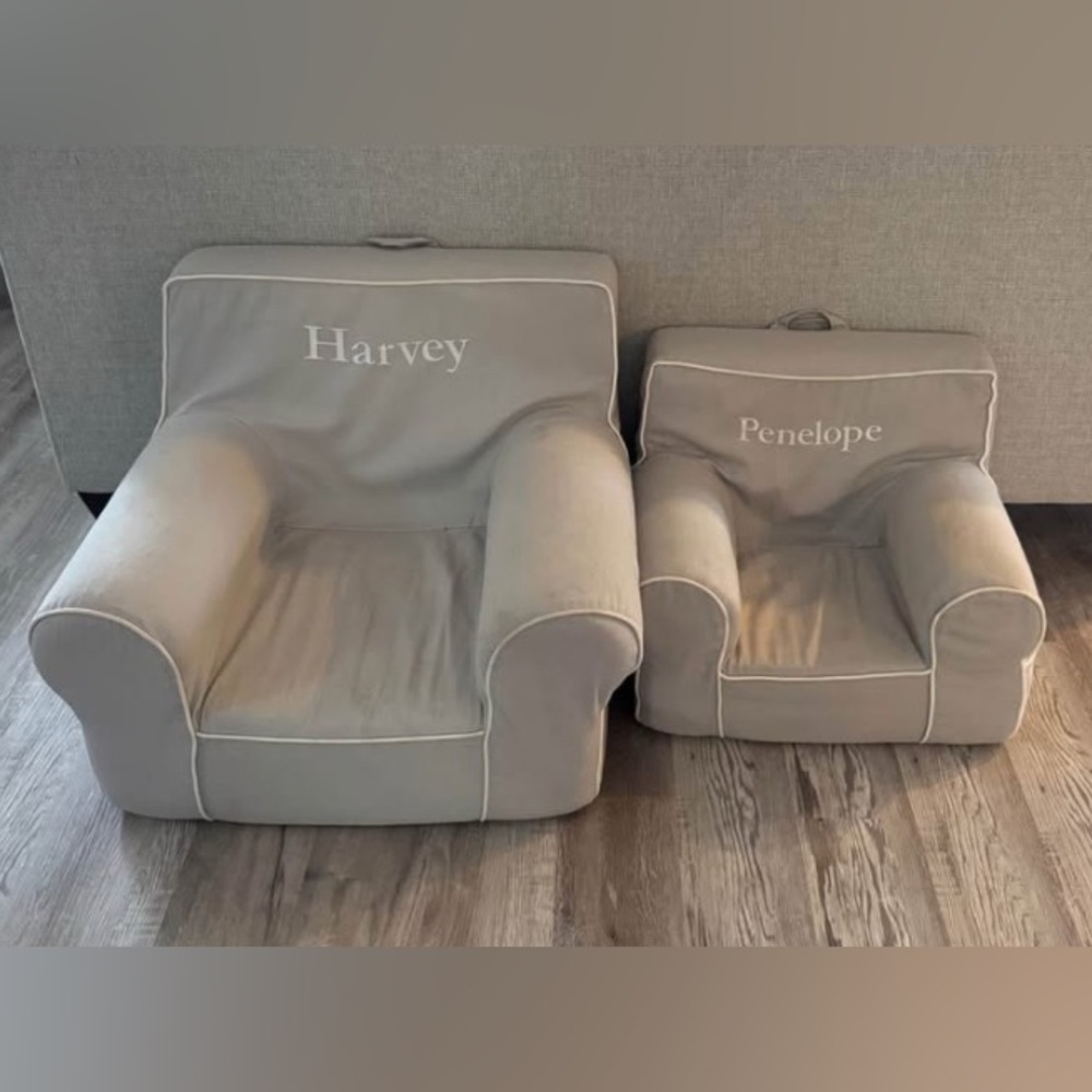 Two pottery barn everywhere chairs covers only. Gray with white piping